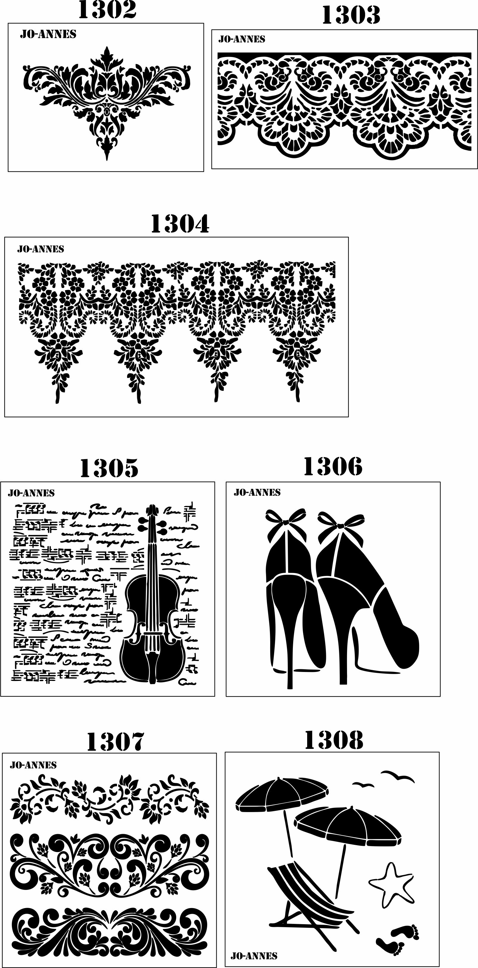 jo stencils 1302 to 1308